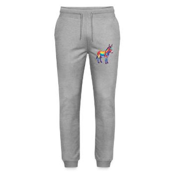 Bunte Eselregenbogen-Pop-Art-Aquarell - Stanley/Stella Unisex Bio Jogginghose Mover  - Grau meliert - Vorne - Marisol (170cm) & Nik (191cm)