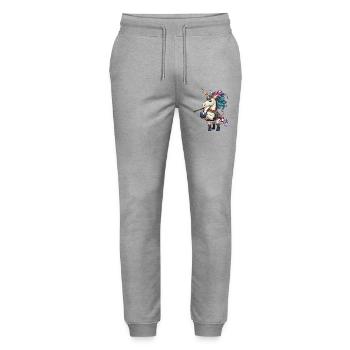 Cornemuses Licorne Colorées - Pantalon de jogging bio MOVER Stanley/Stella unisexe - gris chiné - Devant - Marisol (170cm) & Nik (191cm)