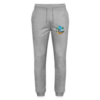Coole Raccoon Beach Urlaubs-Sommervibes - Stanley/Stella Unisex Bio Jogginghose Mover  - Grau meliert - Vorne - Marisol (170cm) & Nik (191cm)