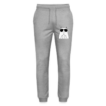 Katzengesicht mit Sonnenbrille - Stanley/Stella Unisex Bio Jogginghose Mover  - Grau meliert - Vorne - Marisol (170cm) & Nik (191cm)