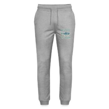 Respect The Ocean Vintage Shark Conservation - Stanley/Stella Mover Unisex Organic Jogging Trousers - heather grey - Front - Marisol (170cm) & Nik (191cm)