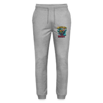 Valentine's Day mechanic heart, screwdriver of love - Stanley/Stella Mover Unisex Organic Jogging Trousers - heather grey - Front - Marisol (170cm) & Nik (191cm)