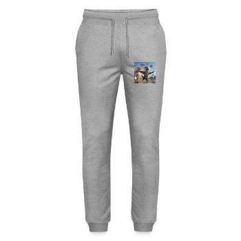Lustiger Otter mit Pfannkuchen Chaos Design - Stanley/Stella Unisex Bio Jogginghose Mover  - Grau meliert - Vorne - Marisol (170cm) & Nik (191cm)