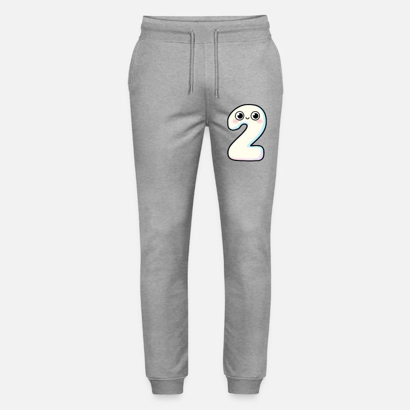 Nummer 2 Kawaii Pastel lächelt - Stanley/Stella Unisex Bio Jogginghose Mover  - Grau meliert