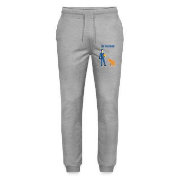 Sir Postman vs. Dog: Superior Delivery Hero - Stanley/Stella Mover Unisex Organic Jogging Trousers - heather grey - Front - Marisol (170cm) & Nik (191cm)