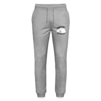 TRUE HAPPINESS COMES FROM CATS - Stanley/Stella Mover Unisex Organic Jogging Trousers - heather grey - Front - Marisol (170cm) & Nik (191cm)