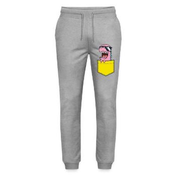 Pinker Dino mit Sonnenbrille Kinder Baby Comic - Stanley/Stella Unisex Bio Jogginghose Mover  - Grau meliert - Vorne - Marisol (170cm) & Nik (191cm)