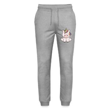 Niedliche magische Einhorn-Kawaii-Regenbogenpony-Zeichentrickserie - Stanley/Stella Unisex Bio Jogginghose Mover  - Grau meliert - Vorne - Marisol (170cm) & Nik (191cm)