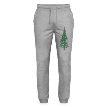 Green Fir Tree Silhouette - Stanley/Stella Mover Unisex Organic Jogging Trousers - heather grey - Front - Marisol (170cm) & Nik (191cm)