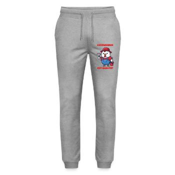 Home Improvement with Quality - Funny Chicken - Stanley/Stella Mover Unisex Organic Jogging Trousers - heather grey - Front - Marisol (170cm) & Nik (191cm)