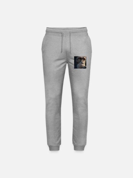 Chimpanzee Portrait – Realistic Monkey Focus - Stanley/Stella Mover Unisex Organic Jogging Trousers - heather grey