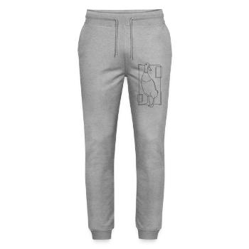 Canard coureur dans un design géométrique - Pantalon de jogging bio MOVER Stanley/Stella unisexe - gris chiné - Devant - Marisol (170cm) & Nik (191cm)