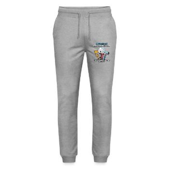 Équipe officielle de rénovation Funny DIYer - Pantalon de jogging bio MOVER Stanley/Stella unisexe - gris chiné - Devant - Marisol (170cm) & Nik (191cm)