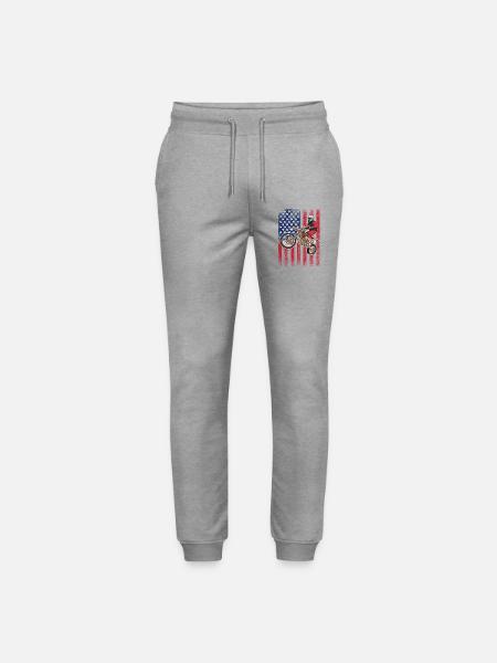 Dirt Biking USA Flag  - Stanley/Stella Mover Unisex Organic Jogging Trousers - heather grey