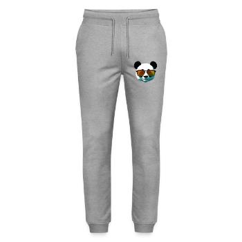 Panda with Sunglasses Gradient - Stanley/Stella Mover Unisex Organic Jogging Trousers - heather grey - Front - Marisol (170cm) & Nik (191cm)