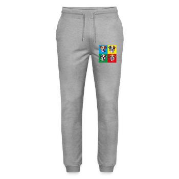 Hund Pop-Art Portrait - Stanley/Stella Unisex Bio Jogginghose Mover  - Grau meliert - Vorne - Marisol (170cm) & Nik (191cm)