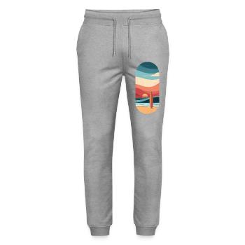 Surf and beach, Passion waves at sunset - Stanley/Stella Mover Unisex Organic Jogging Trousers - heather grey - Front - Marisol (170cm) & Nik (191cm)