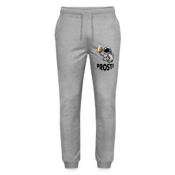 Astronaut mit Bierglas - Stanley/Stella Unisex Bio Jogginghose Mover  - Grau meliert - Vorne - Marisol (170cm) & Nik (191cm)