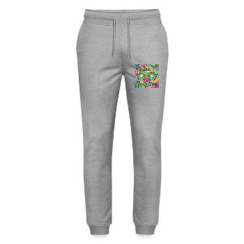 Malle Party Crew Mallorca Summer Party - Stanley/Stella Mover Unisex Organic Jogging Trousers - heather grey - Front - Marisol (170cm) & Nik (191cm)