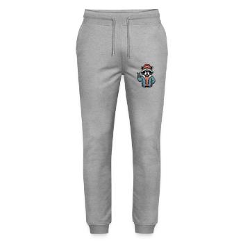 Rocker Raccoon - Stanley/Stella Mover Unisex Organic Jogging Trousers - heather grey - Front - Marisol (170cm) & Nik (191cm)