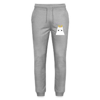 Chat blanc aux bois dorés - Pantalon de jogging bio MOVER Stanley/Stella unisexe - gris chiné - Devant - Marisol (170cm) & Nik (191cm)