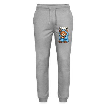 Cuddly Bear with Hoodie Coffee - Stanley/Stella Mover Unisex Organic Jogging Trousers - heather grey - Front - Marisol (170cm) & Nik (191cm)