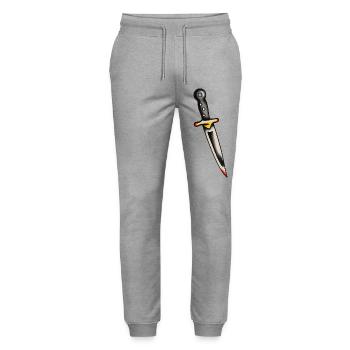 Classic Tattoo Dagger - Stanley/Stella Mover Unisex Organic Jogging Trousers - heather grey - Front - Marisol (170cm) & Nik (191cm)