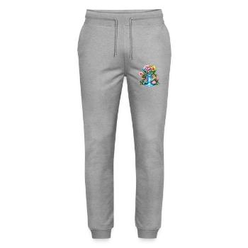 Flower Waterfall Kaleidoscope - Stanley/Stella Mover Unisex Organic Jogging Trousers - heather grey - Front - Marisol (170cm) & Nik (191cm)