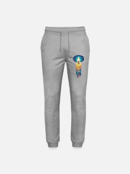 Faith Light Candle Retro Spirit Design - Stanley/Stella Mover Unisex Organic Jogging Trousers - heather grey