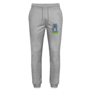 Cat Coffee Cookie - Stanley/Stella Mover Unisex Organic Jogging Trousers - heather grey - Front - Marisol (170cm) & Nik (191cm)