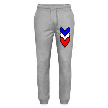 HERZ. HERZ. VALENTINSTAG. LIEBE. LIEBE. PAAR. - Stanley/Stella Unisex Bio Jogginghose Mover  - Grau meliert - Vorne - Marisol (170cm) & Nik (191cm)