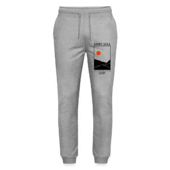 Déserts de sable / dunes de sable avec un soleil rouge - Pantalon de jogging bio MOVER Stanley/Stella unisexe - gris chiné - Devant - Marisol (170cm) & Nik (191cm)
