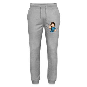 StopGeste Mädchen Cartoon - Stanley/Stella Unisex Bio Jogginghose Mover  - Grau meliert - Vorne - Marisol (170cm) & Nik (191cm)