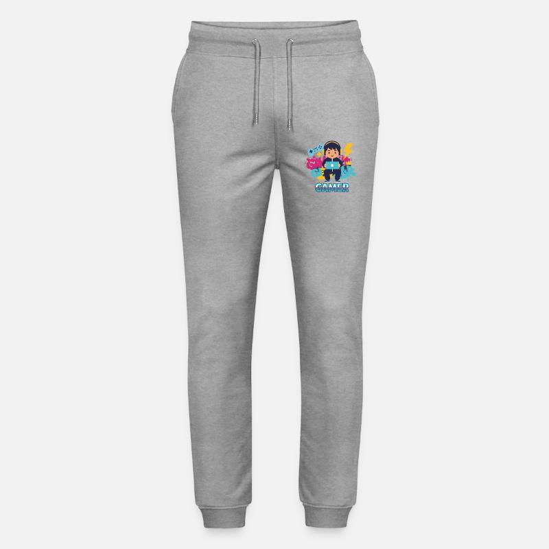Gamer Kid mit Gamepad und Kopfhörern - Stanley/Stella Unisex Bio Jogginghose Mover  - Grau meliert