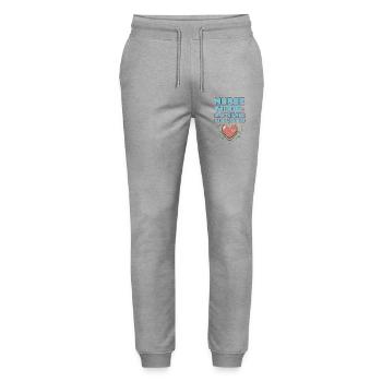 ICU Nurse Mode Life-Saving Intensive Care Nursing - Stanley/Stella Mover Unisex Organic Jogging Trousers - heather grey - Front - Marisol (170cm) & Nik (191cm)