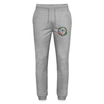 Dragonfly Floral Wreath Frame - Stanley/Stella Mover Unisex Organic Jogging Trousers - heather grey - Front - Marisol (170cm) & Nik (191cm)