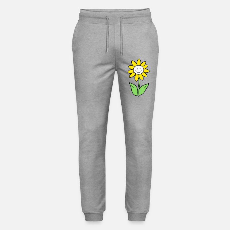 Lächelnde Sonnenblume Grafik - Stanley/Stella Unisex Bio Jogginghose Mover  - Grau meliert