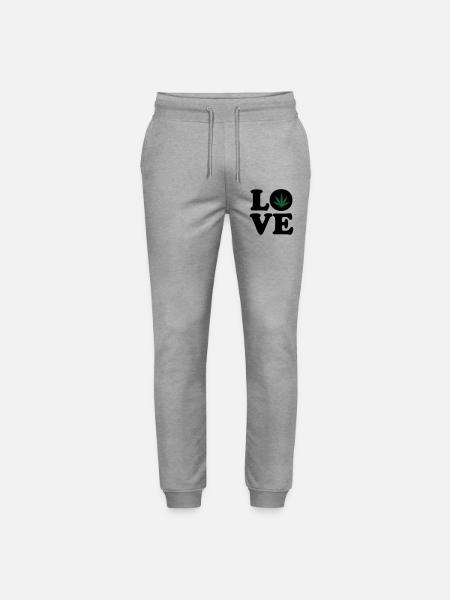 Love weed cannabis - Stanley/Stella Mover Unisex Organic Jogging Trousers - heather grey