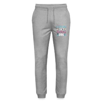 K-Pop Papa de la Fille d’Anniversaire - Pantalon de jogging bio MOVER Stanley/Stella unisexe - gris chiné - Devant - Marisol (170cm) & Nik (191cm)