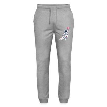 Cosmic Hoop-Astronaut - Stanley/Stella Unisex Bio Jogginghose Mover  - Grau meliert - Vorne - Marisol (170cm) & Nik (191cm)