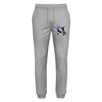 Pop Art de l’explosion géométrique des couleurs - Pantalon de jogging bio MOVER Stanley/Stella unisexe - gris chiné - Devant - Marisol (170cm) & Nik (191cm)