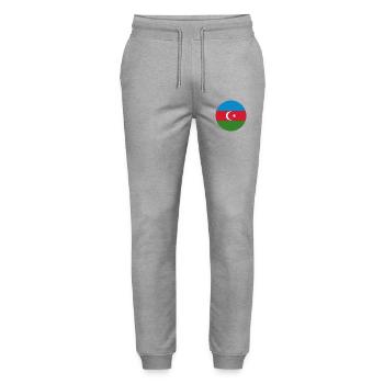 Azerbaijan round flag - Stanley/Stella Mover Unisex Organic Jogging Trousers - heather grey - Front - Marisol (170cm) & Nik (191cm)