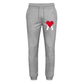 Valentines Red Heart, Valentine's Day - Stanley/Stella Mover Unisex Organic Jogging Trousers - heather grey - Front - Marisol (170cm) & Nik (191cm)