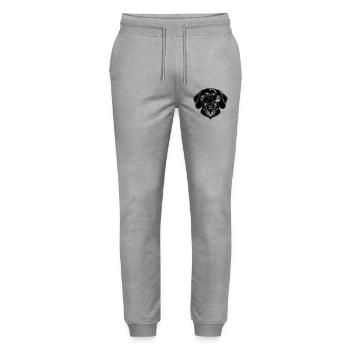 Dackel Hundekopf mit Sonnenbrille - Stanley/Stella Unisex Bio Jogginghose Mover  - Grau meliert - Vorne - Marisol (170cm) & Nik (191cm)