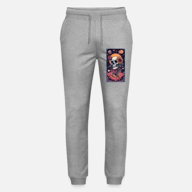 Crâne et Fleur de l’Espace - Pantalon de jogging bio MOVER Stanley/Stella unisexe - gris chiné