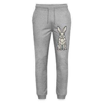 Geometric Bunny Low Poly Modern - Stanley/Stella Mover Unisex Organic Jogging Trousers - heather grey - Front - Marisol (170cm) & Nik (191cm)