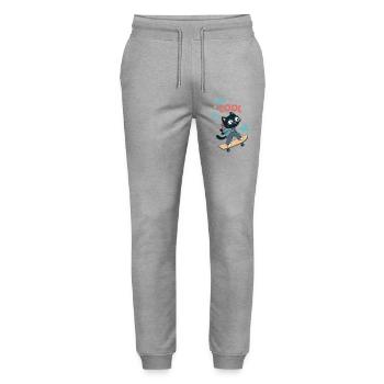 Skater Cat - Stanley/Stella Unisex Bio Jogginghose Mover  - Grau meliert - Vorne - Marisol (170cm) & Nik (191cm)