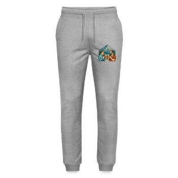 Bergkulisse Bierfreunde Toast - Stanley/Stella Unisex Bio Jogginghose Mover  - Grau meliert - Vorne - Marisol (170cm) & Nik (191cm)