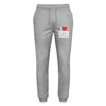 I Love Goth Baddies - Stanley/Stella Mover Unisex Organic Jogging Trousers - heather grey - Front - Marisol (170cm) & Nik (191cm)