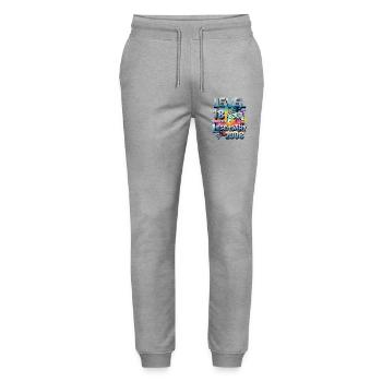 Level 18 years Unlocked since 2008 Birthday - Stanley/Stella Mover Unisex Organic Jogging Trousers - heather grey - Front - Marisol (170cm) & Nik (191cm)